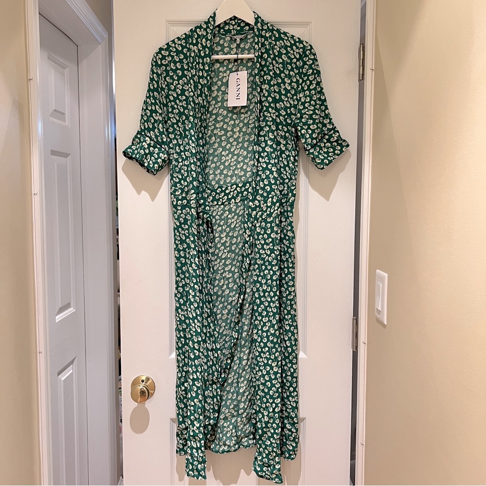 Ganni Dalton crepe dress with tag